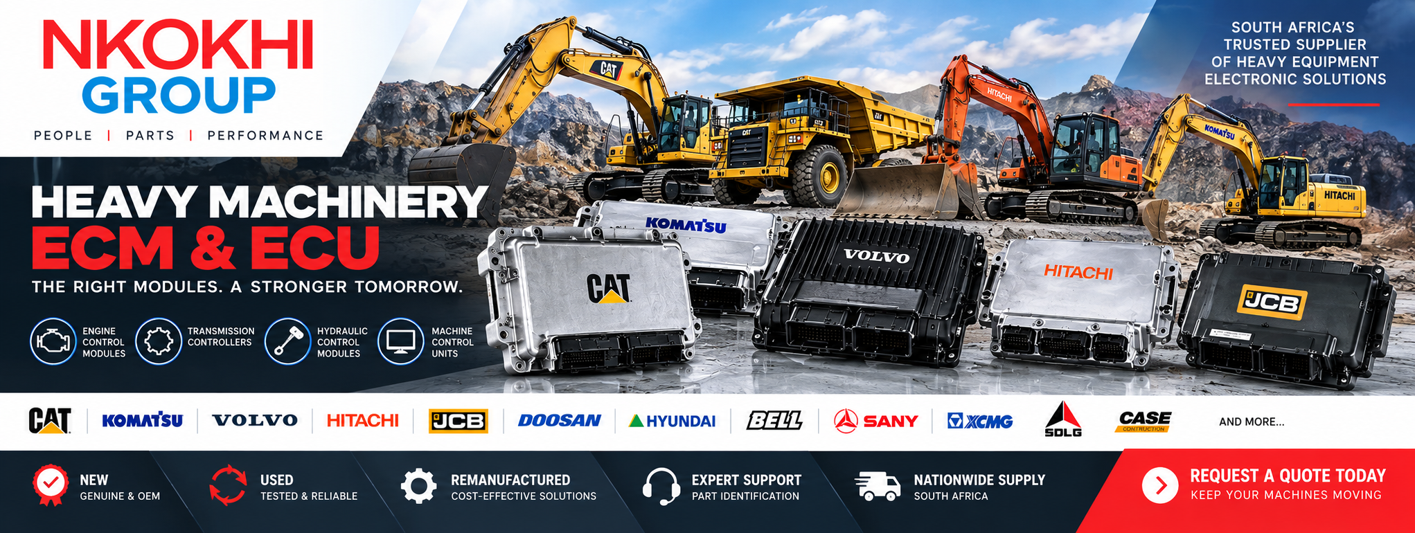 Heavy machinery ECM and ECU electronic control modules South Africa