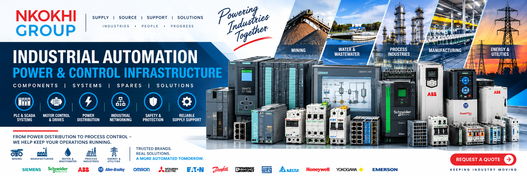 Industrial automation power and control infrastructure PLC MCC VFD SCADA South Africa