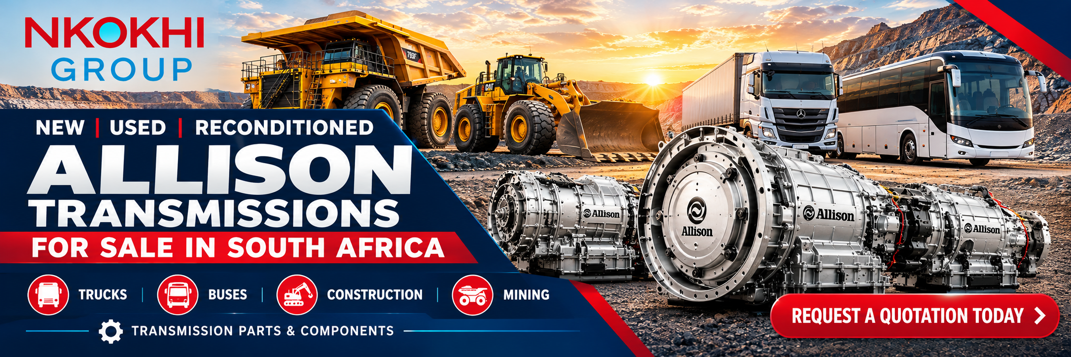 Allison automatic transmission for sale in South Africa – new, used and reconditioned transmission sourcing by Nkokhi Group.