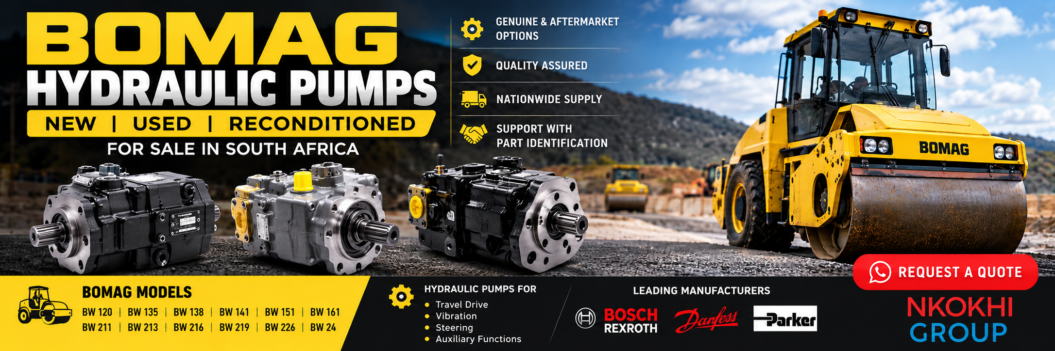 BOMAG Hydraulic Pumps for Sale South Africa | Nkokhi Group