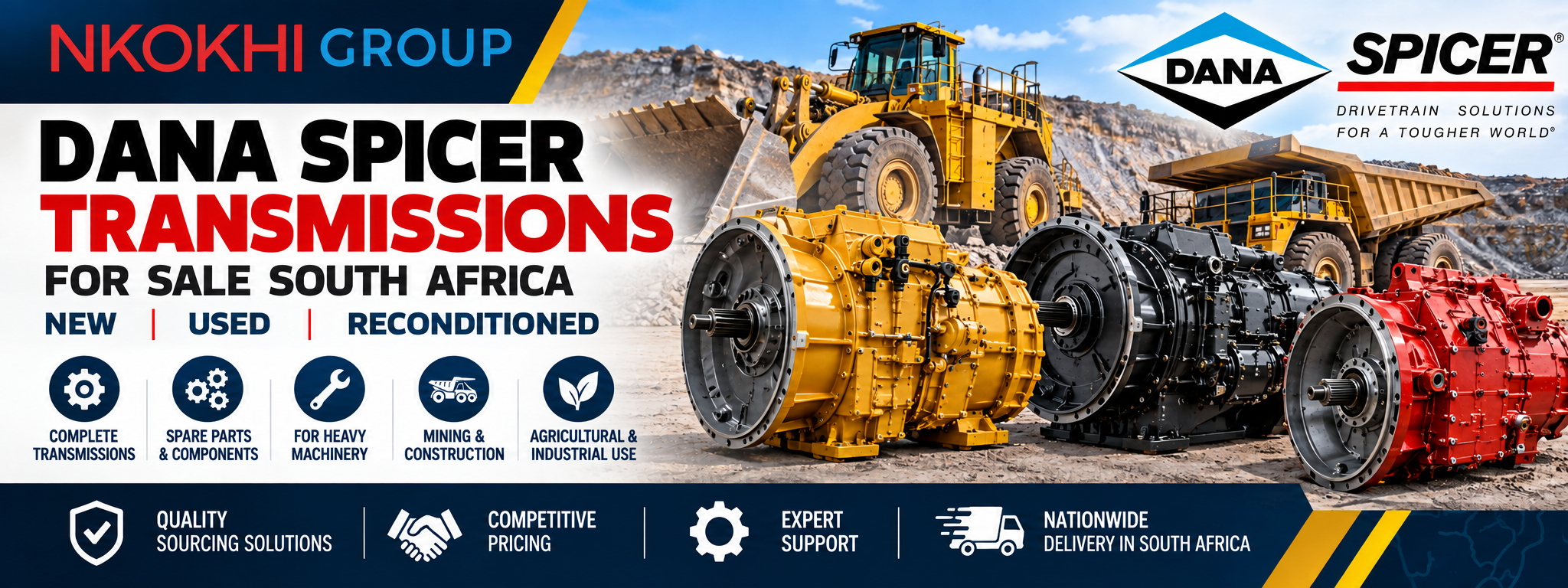 Nkokhi Group assists with sourcing Dana Spicer transmissions and drivetrain components for heavy machinery and industrial applications.