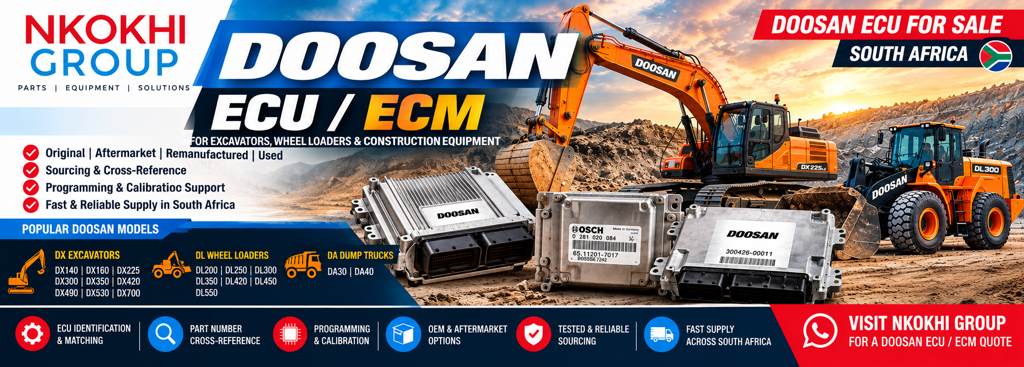 Doosan ECU ECM electronic control module for excavator South Africa