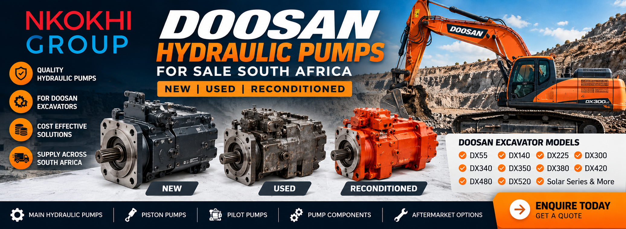 Doosan hydraulic pumps for sale South Africa