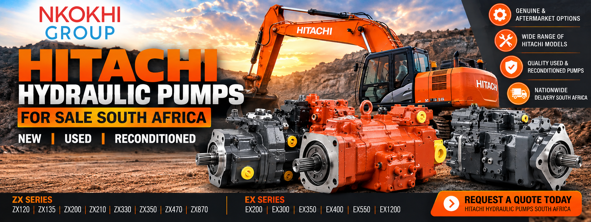 Hitachi Hydraulic Pumps for Sale South Africa | Nkokhi Group