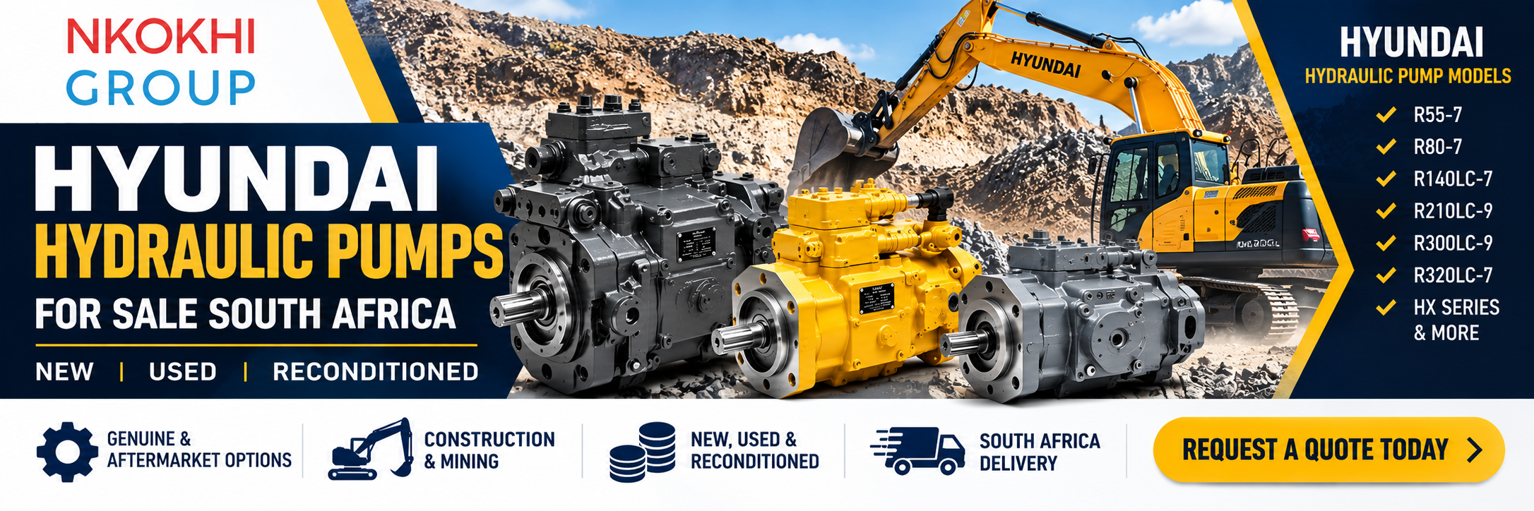 Hyundai excavator main hydraulic pump for sale in South Africa – Nkokhi Group
