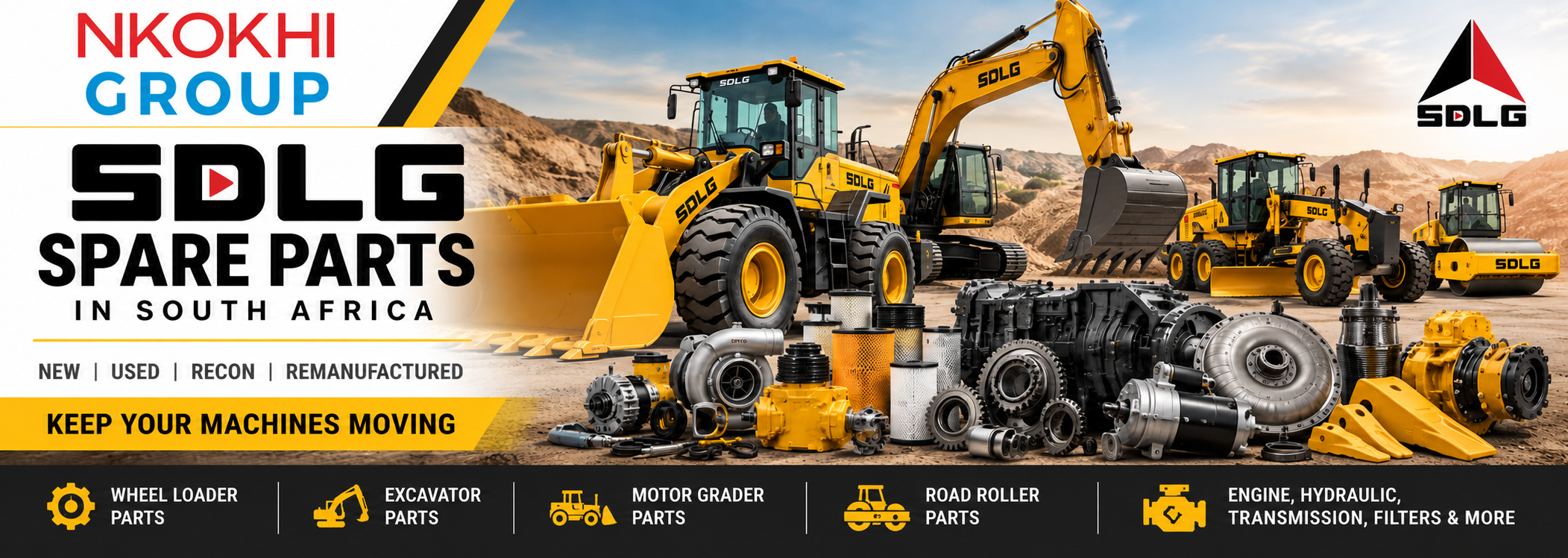 Nkokhi Group – Your sourcing partner for SDLG spare parts and earthmoving machinery components in South Africa.